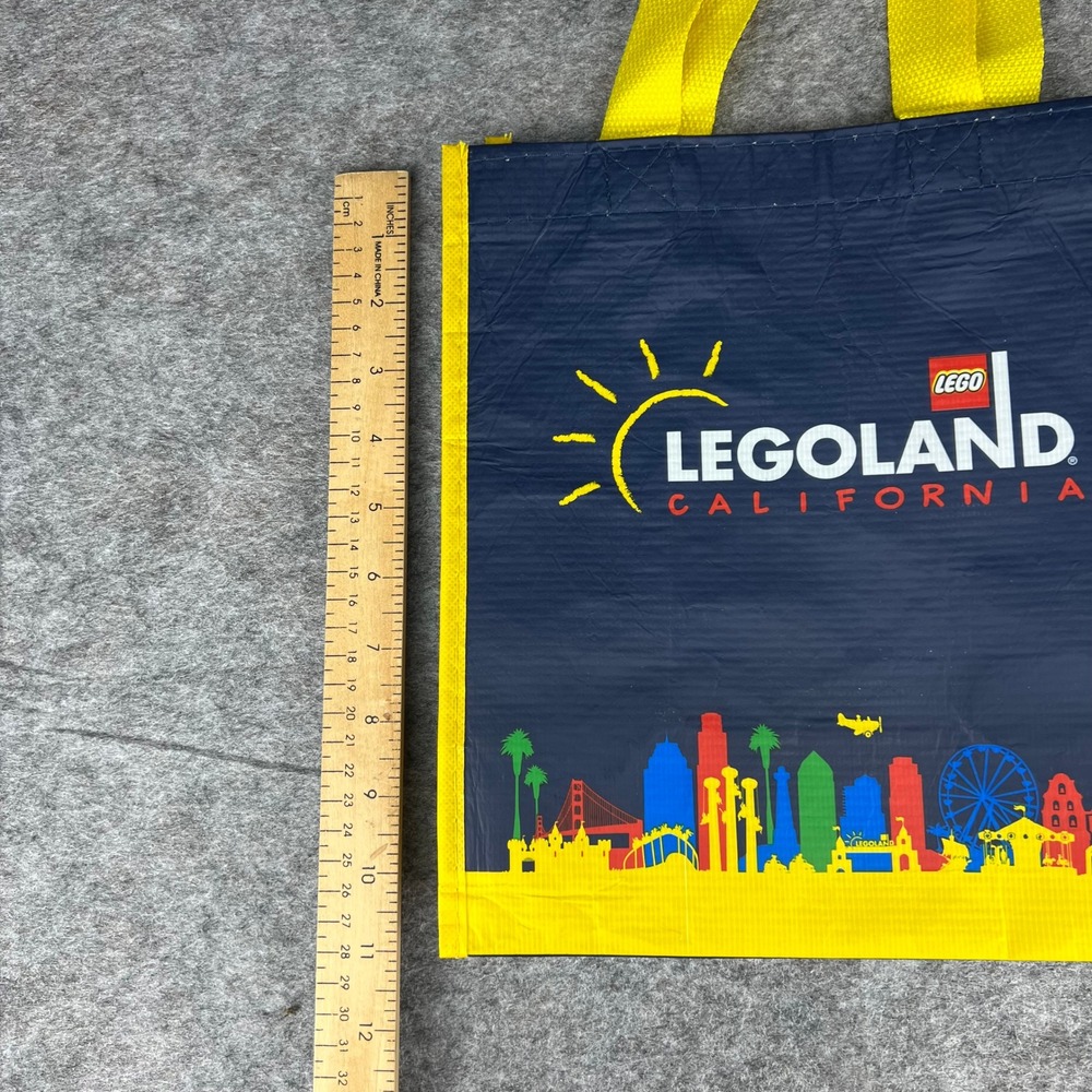 Legoland California Resort Reusable Tote Bag Navy Blue Yellow Skyline Small - Picture 2 of 3